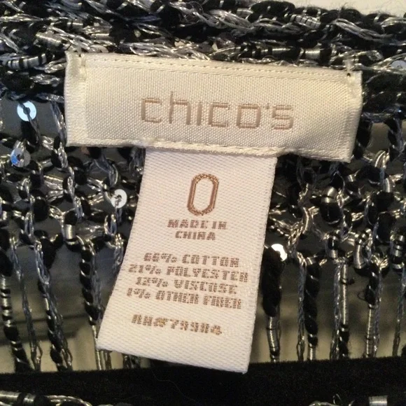Chico’s Metallic and Sequin Open Weave Knit Sweater Size 0 - Picture 3 of 6